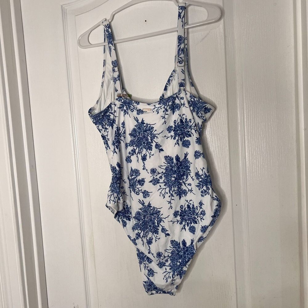 Berlook Womens Swimsuit 2XL Blue Tie‎ Floral One Piece Swimwear Stretch NWT - Picture 4 of 9